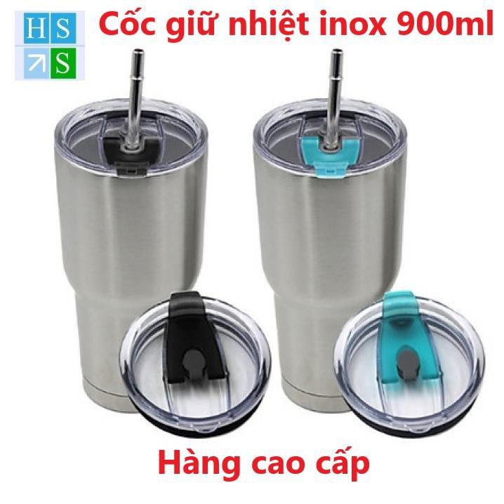 Ly giữ nhiệt Thái Lan 900ml (Kèm 2 Ống hút + 1 Cọ rửa + 1 Túi xách) Bình cốc cách nhiệt inox 304 cao cấp - NPP HS Shop