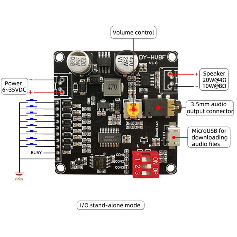 1 Mô Đun Khuếch Đại Âm Thanh 10W / 20W 12V / 24V MP3 Giắc Cắm 3.5mm Chuyên Dụng Cho Arduino