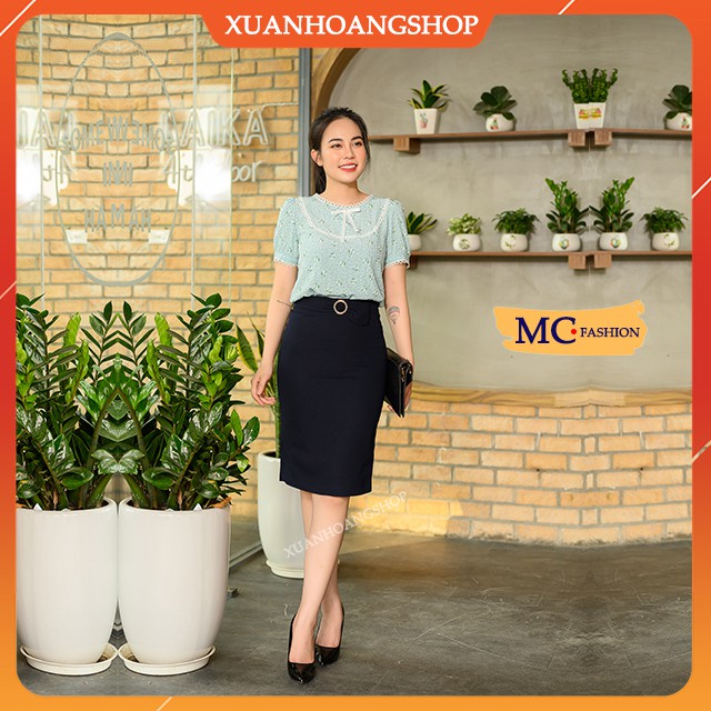 Áo Sơ Mi Nữ Công Sở Mc Fashion, Tay Ngắn Cộc, Đẹp, Cổ Tròn, Họa Tiết Hoa Nhí, 2 Màu ( Trắng, Xanh ) Ta988