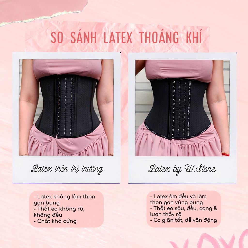 Đai Gen Nịt Bụng Latex 25 xương W.STORE Chính Hãng - Latex GYMIE Thông Hơi - Corset Latex Chuẩn Đẹp