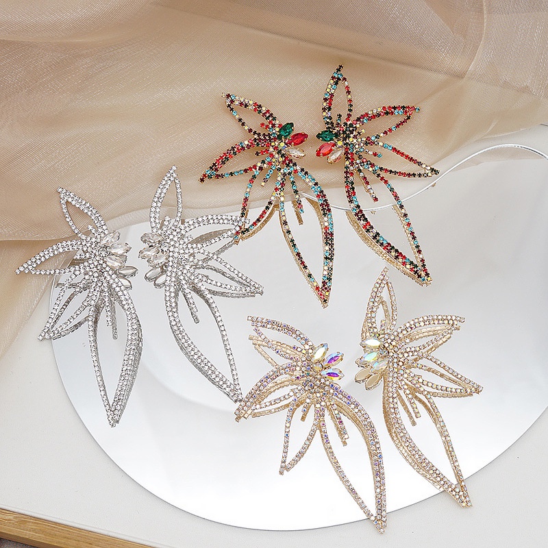 Khuyên Tai Hợp Kim Họa Tiết Hoa Lá/Hình Thoi Sáng Tạo Thời Trang