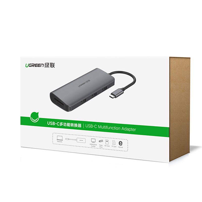 Bộ chia cổng USB Hub USB C Multi HDMI 4K, Enthernet, USB 3.0, PD, TF, SD Ugreen CM179 40873