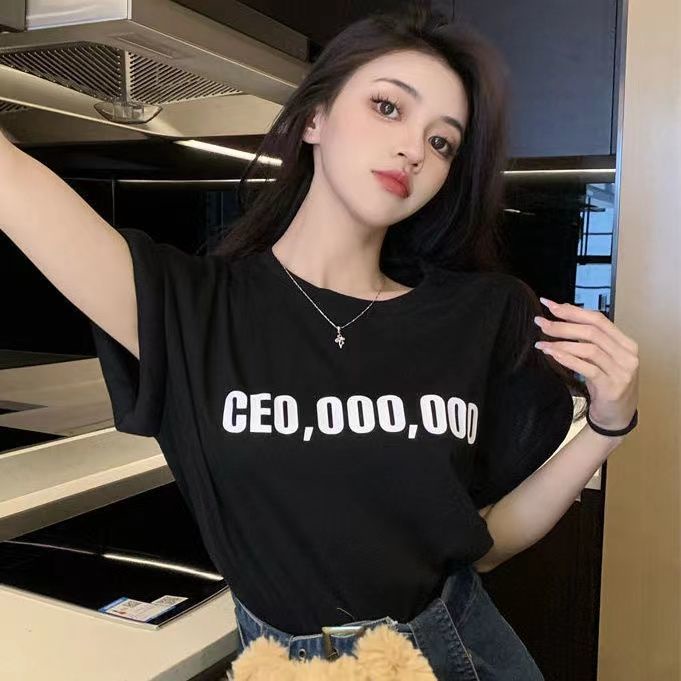 Áo Thun Trắng Cổ Tròn Tay Ngắn Dáng Rộng In Chữ Mẫu Mới Thời Trang Mùa Hè 2022