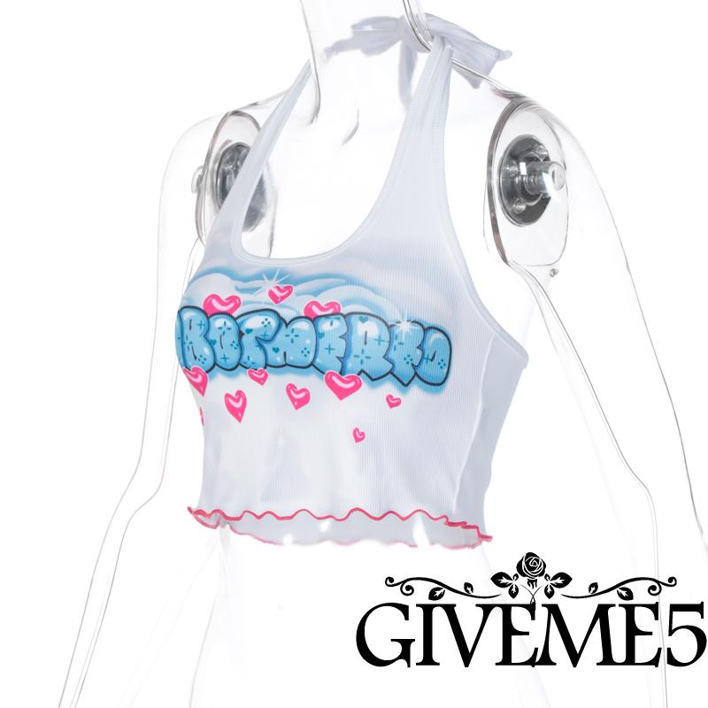 Áo Croptop Hở Lưng In Chữ Thời Trang Cho Nữ