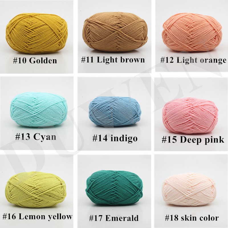 Cuộn chỉ đan len dệt kim thủ công 4 sợi cotton sữa mịn
