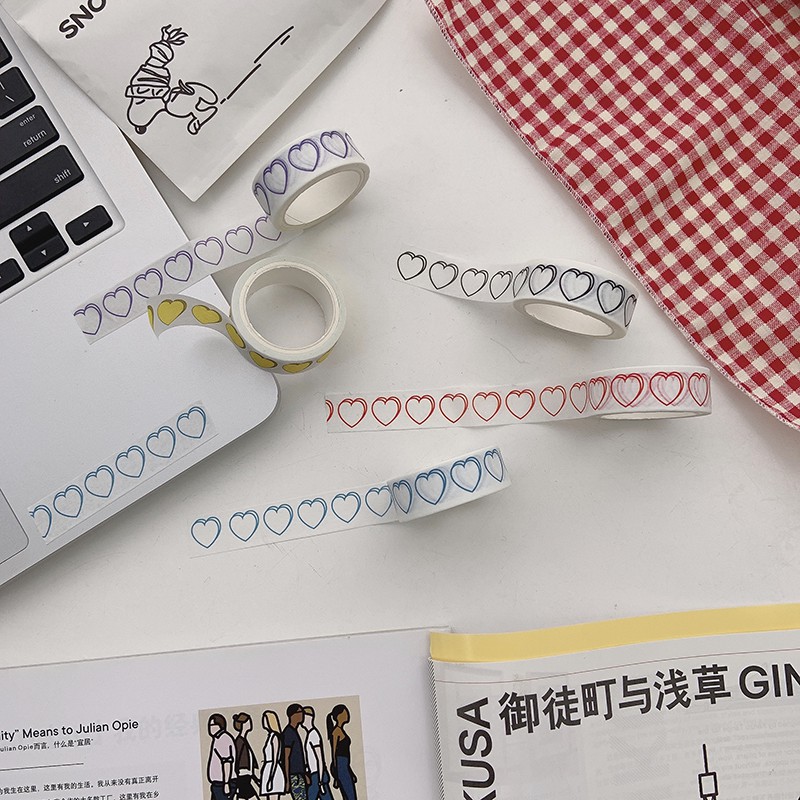 Washi Tape  SWEET HEART Băng Dính Washi Tape Sticker Cute Sticker Dán Sổ Trang Trí Sổ Planner Bullet Journal Hàn Quốc