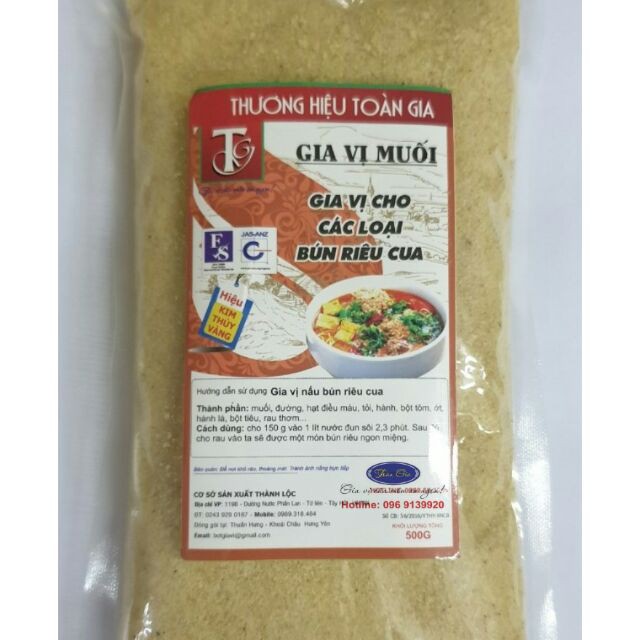 Bột Gia Vị Bún Riêu Cua-250g nguyên chất 100%