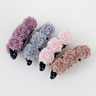 Kẹp tóc quặp dọc cỡ nhỏ hoa hồng voan RYA 71346