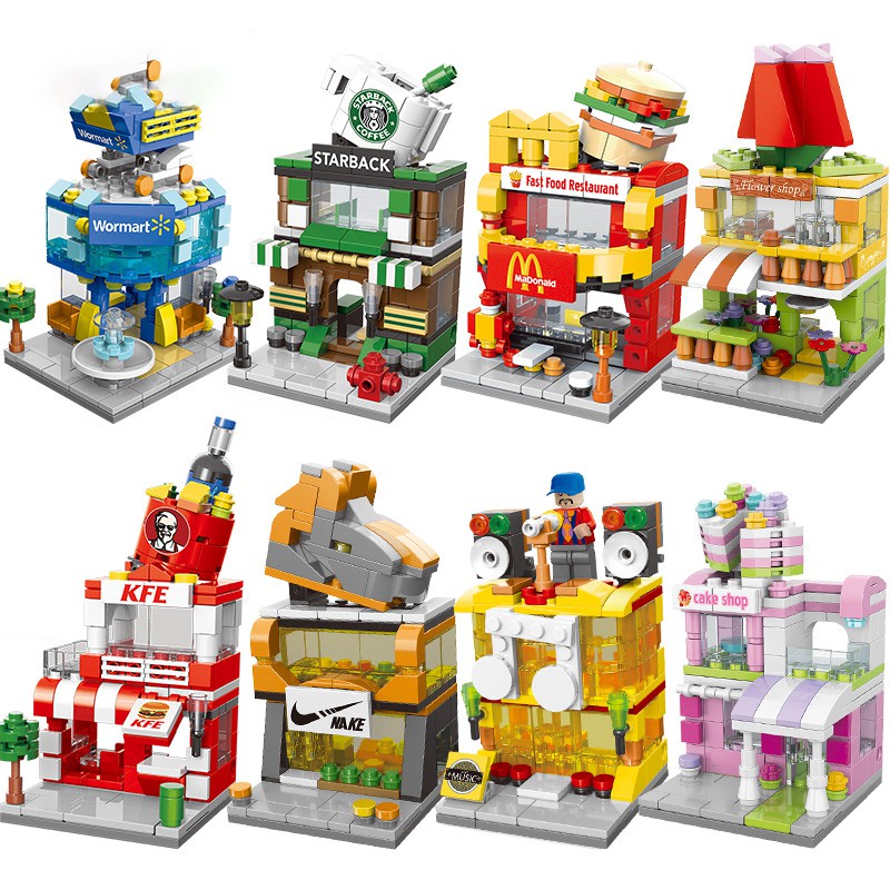 Bộ Đồ Chơi Lắp Ráp Mô Hình Cửa Hàng Đường Phố Giáo Dục Cho Bé