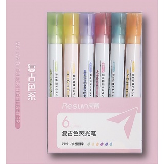 Set 6 bút dạ quang, bút highlight Resun đánh dấu dòng