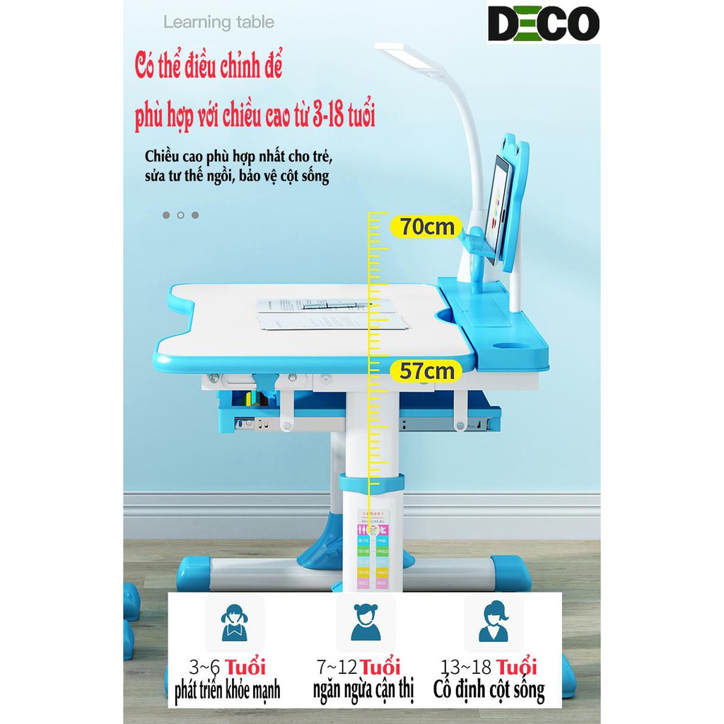 Bộ bàn ghế học sinh chống gù, chống cận, bàn học thông minh cho bé tăng chỉnh chiều cao | BigBuy360 - bigbuy360.vn