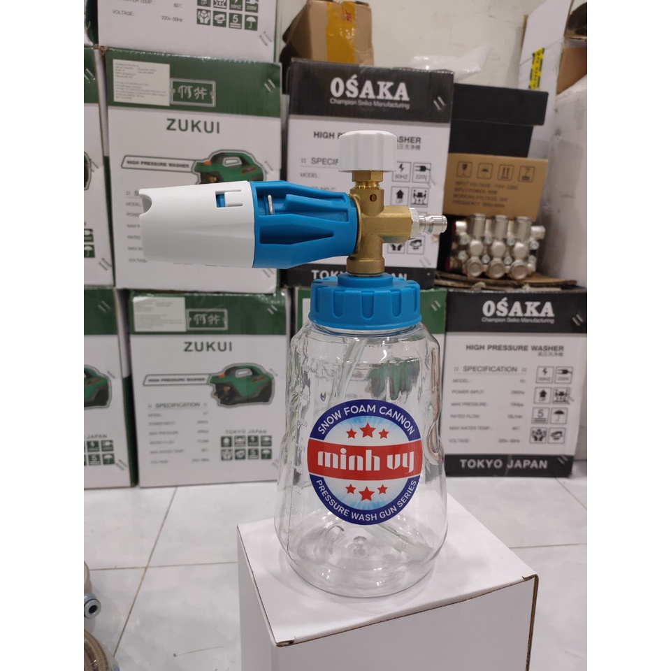 Bình tạo bọt tuyết PA 1L cao cấp - đầu chỉnh bọt đồng nguyên khối