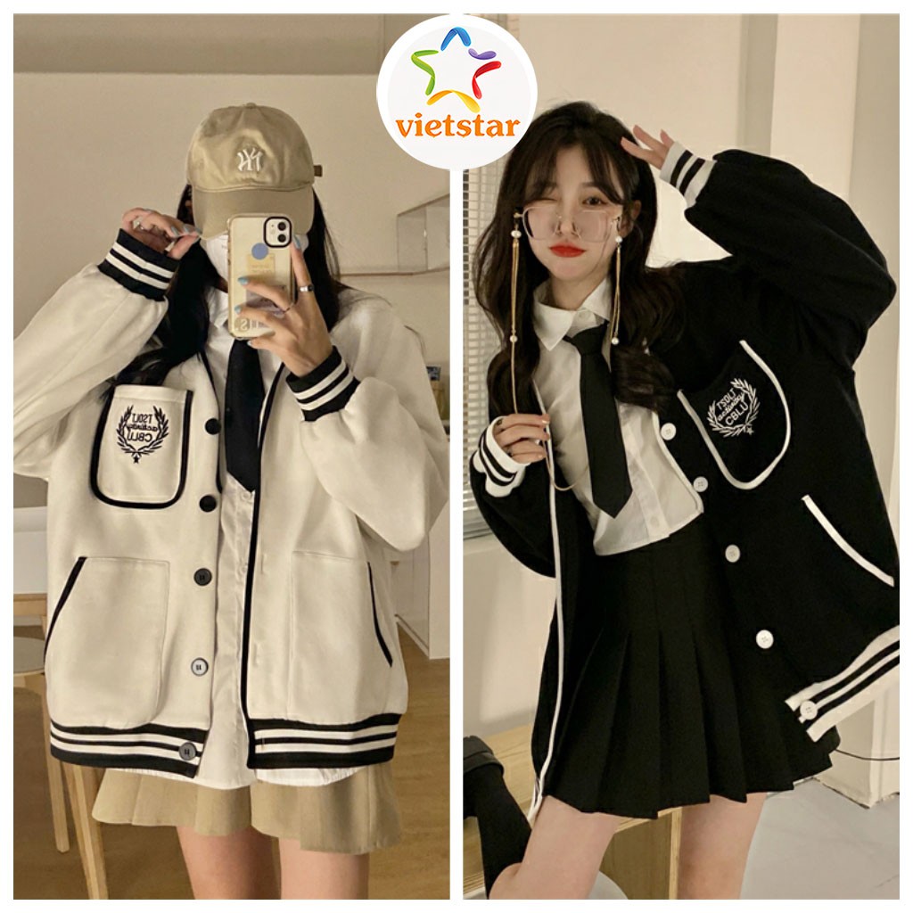 Áo khoác cardigan túi ngực TESENE bo viền_VIETSTAR | BigBuy360 - bigbuy360.vn