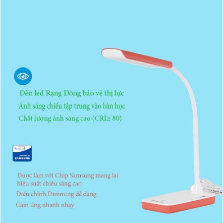 Đèn học Rạng Đông bóng Led chống cận thị để bàn-6W LED Cảm ứng điều chỉnh độ sáng-Model;RD-RL-20.V2