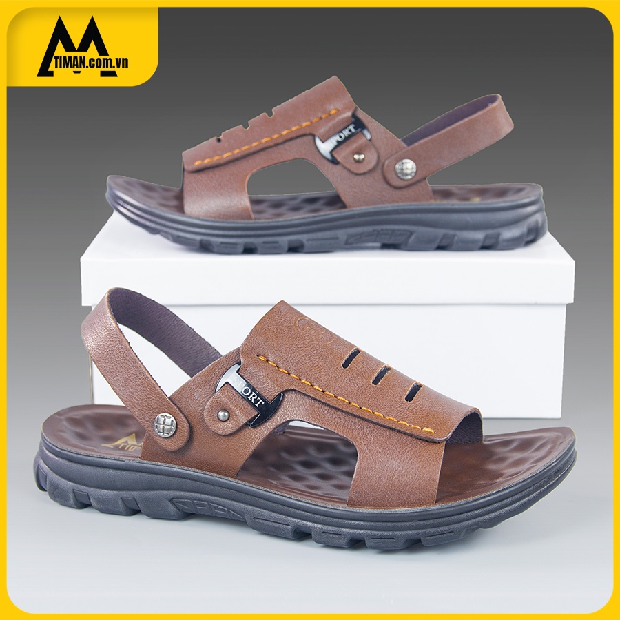 Sandal nam kiểu giày quai hậu mang đi học chất liệu da bảo hành 1 năm DK67 TIMAN