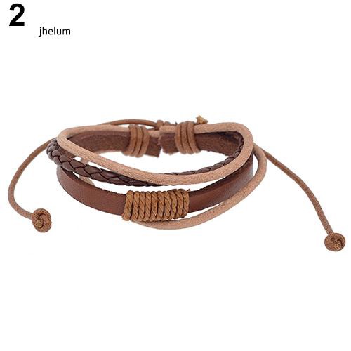 Vòng đeo tay bằng dây giả da nhiều lớp thời trang dành cho nam nữ