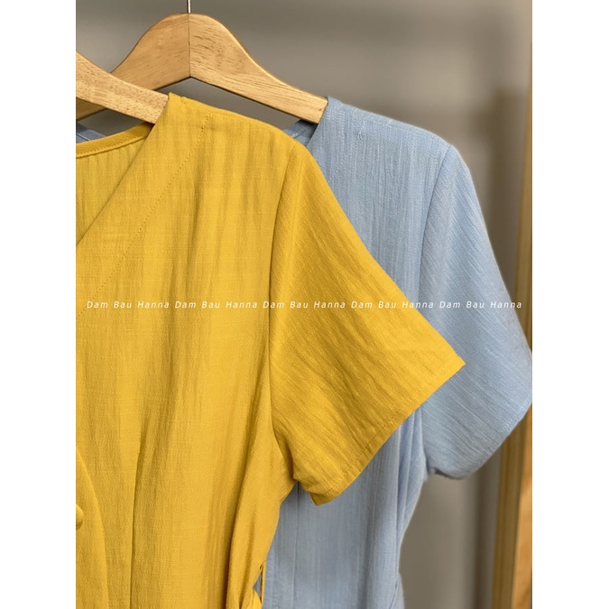 [HANNA] Đầm bầu công sở cao cấp vải đũi cotton cao cấp 1 lớp mềm mát mùa hè CÓ 3 SIZE 40-78KG fom A mặc bầu và sau sinh