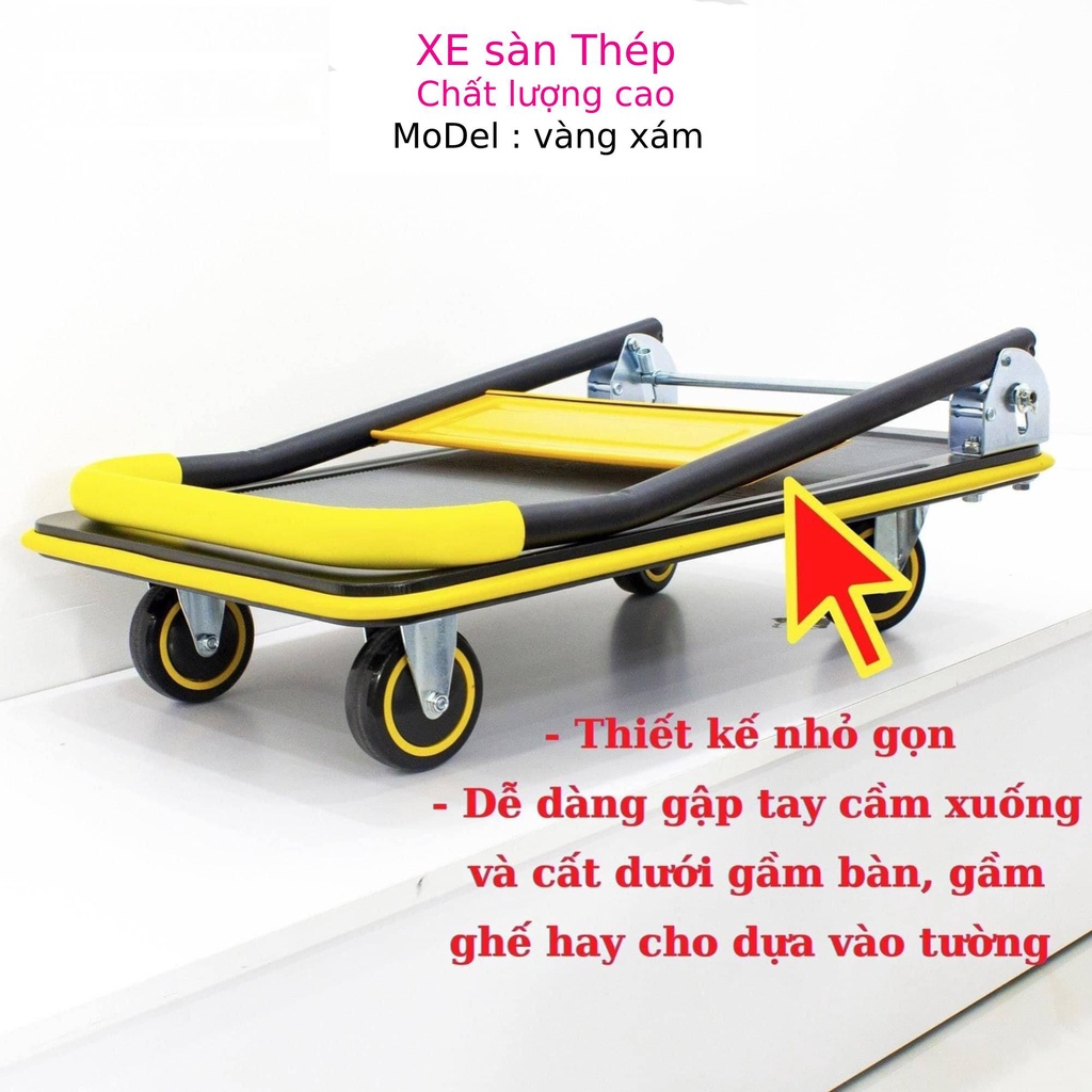 Xe Đẩy Hàng, Xe Kéo Hàng Sàn Thép Tải trọng 150kg chất lượng cao