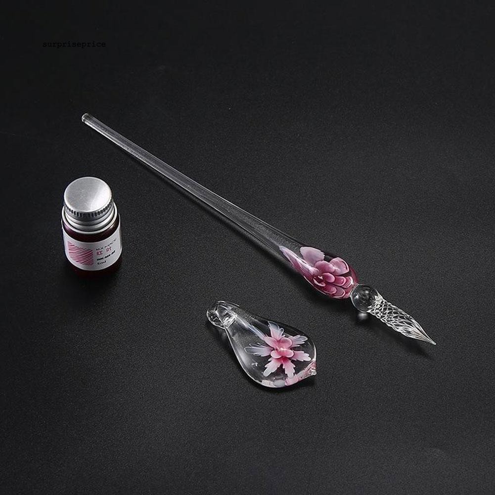 Bút thủy tinh có chi tiết hoa bằng thủy tinh cao cấp