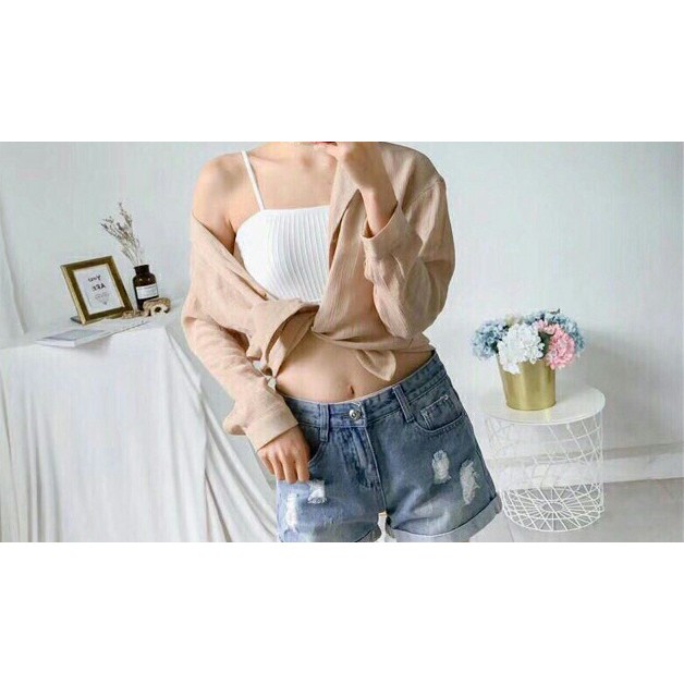 Áo bra quây gân tăm 2 dây co giãn 4 chiều | BigBuy360 - bigbuy360.vn