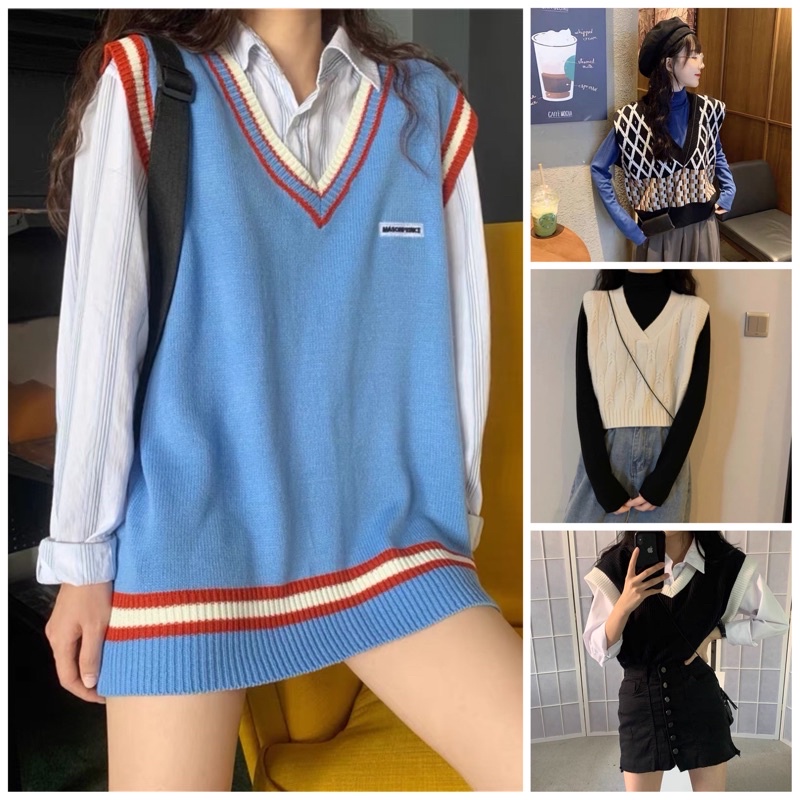 Áo gile len 2HAND hoạ tiết xinh xinh, kiểu ulzzang Hotgirl