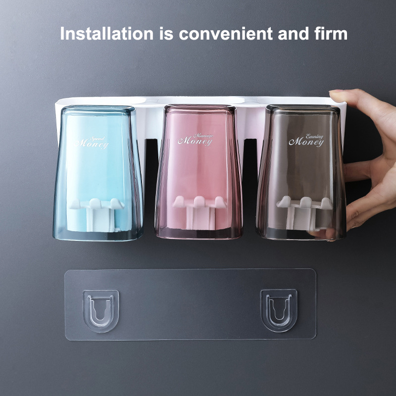 Bộ giá để bàn chải đánh răng kèm dụng cụ nặn tuýp kem đánh răng tự động tiện dụng