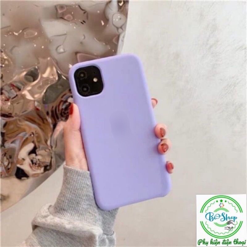 🌸Siêu xinh nha 🌸 Ốp chống bẩn Tím nhạt mộng mơ  dễ lau chùi logo quả táo lót nỉ chống sốc silicon