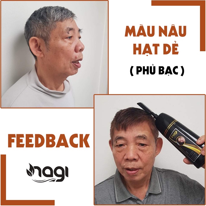 Dầu gội phủ bạc Nagi, dầu gội thảo dược nhuộm đen, nhuộm màu tự nhiên an toàn 400ml