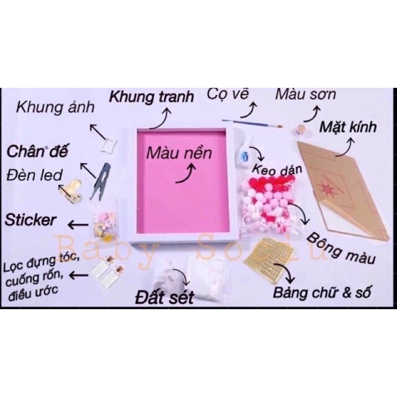 Khung tranh in ảnh miễn phí, đồ handmade tự làm in dấu chân tay cho bé bằng gỗ phào Baby sociu