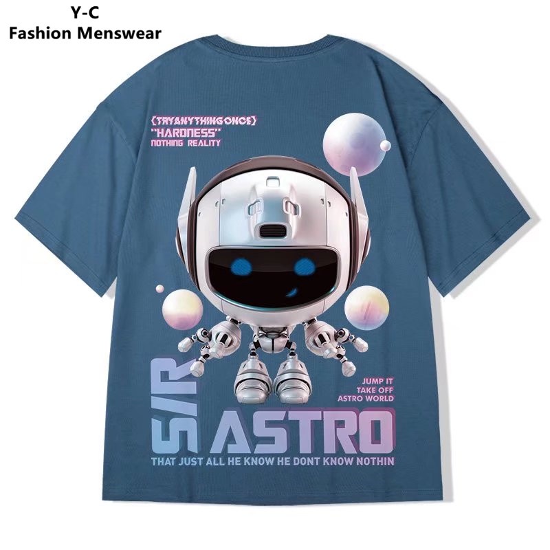 Áo Thun Tay Ngắn Cổ Tròn In Họa Tiết Hoạt Hình Thời Trang Mùa Hè Phong Cách Hàn Quốc Cho Nam Size M-8XL