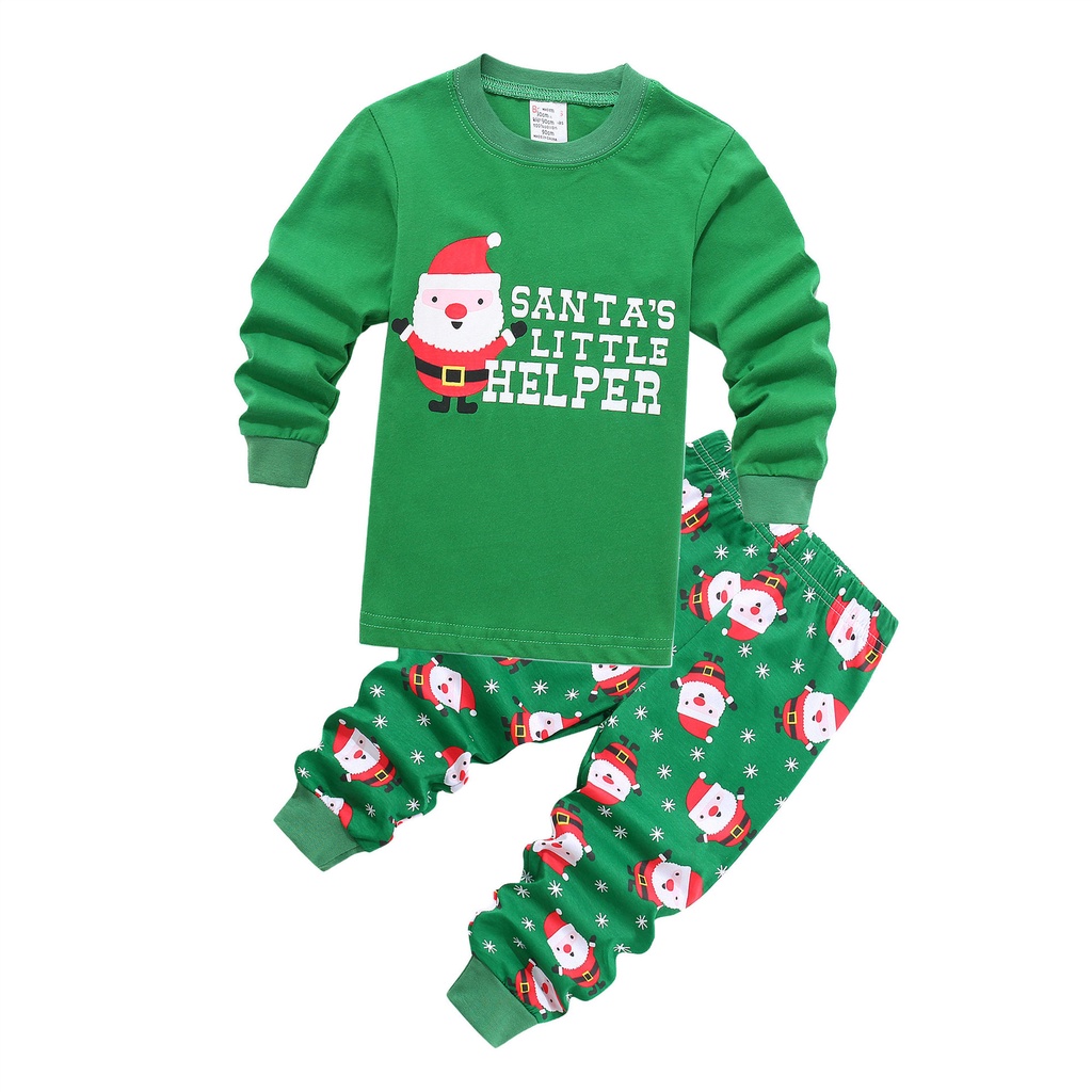 Bộ Đồ Ngủ Tay Dài In Hình Ông Già Noel Hoạt Hình Giáng Sinh Dành Cho Bé Trai 1-7 Tuổi