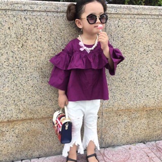 set áo tím quần trắng cho bé