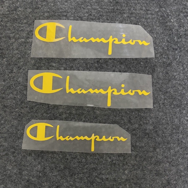 Decal Logo Sticker Patch in áo ủi trực tiếp lên vải chữ Champion trắng đỏ