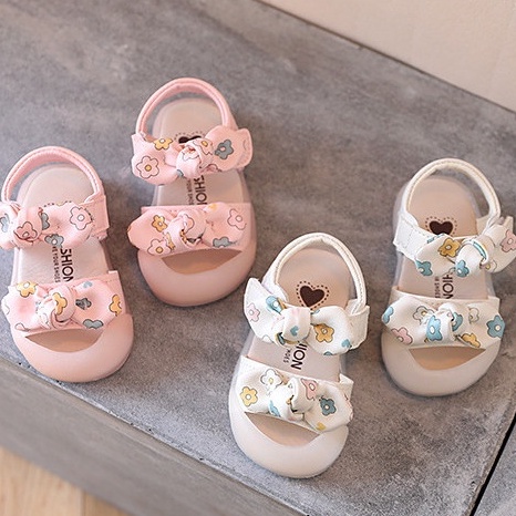 Sandal quai 2 nơ tập đi chống trượt chống vấp cho bé gái siêu xinh size từ 15-25