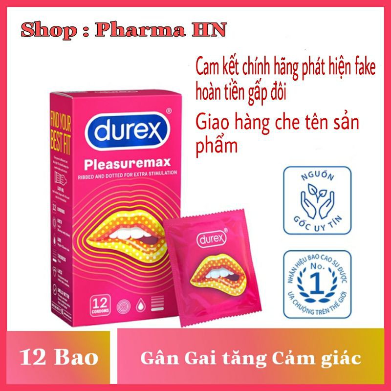 Bao Cao Su Durex Pleasuremax 12 bao Gân Gai - Size 56mm CAM KẾT CHÍNH HÃNG