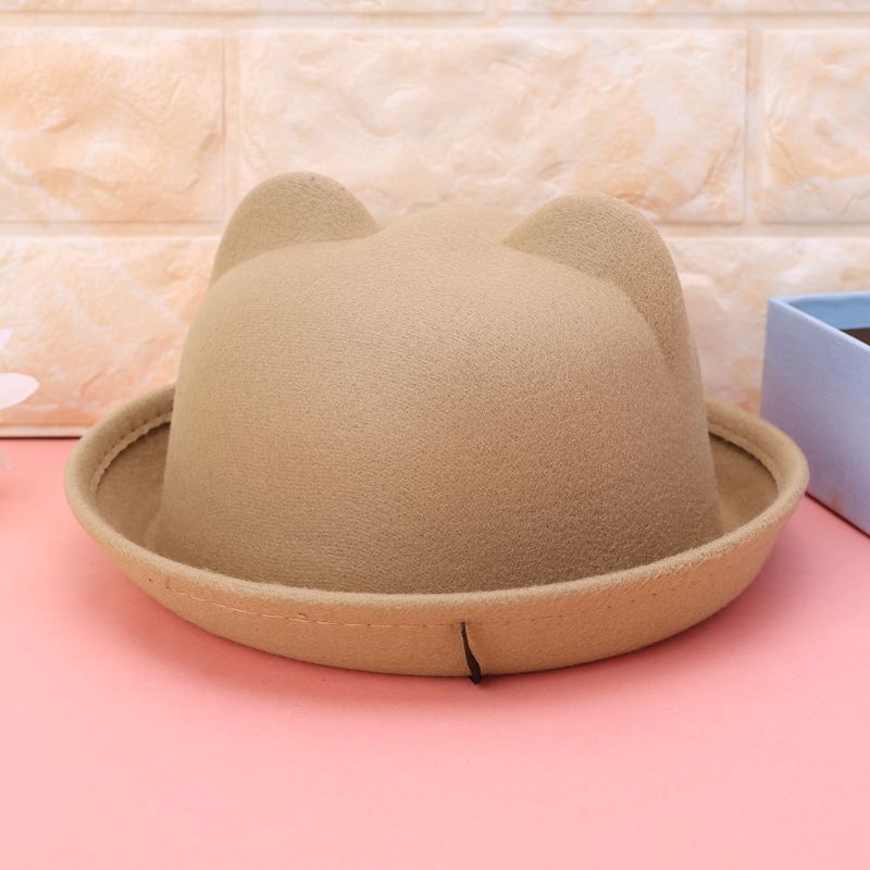 Youyo Mũ Fedora Len Lông Cừu Tai Mèo Thời Trang Unisex Cho Mẹ Và Bé