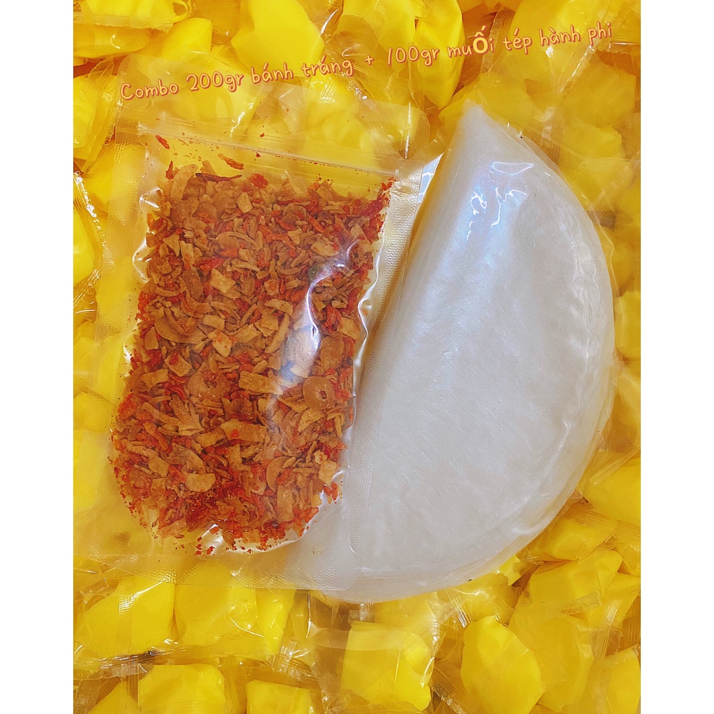 (CÓ BƠ) COMBO BÁNH TRÁNG MUỐI RUỐC HÀNH PHI (200G BÁNH TRÁNG + 100G MUỐI HÀNH PHI+ 100G BƠ VÀNG)