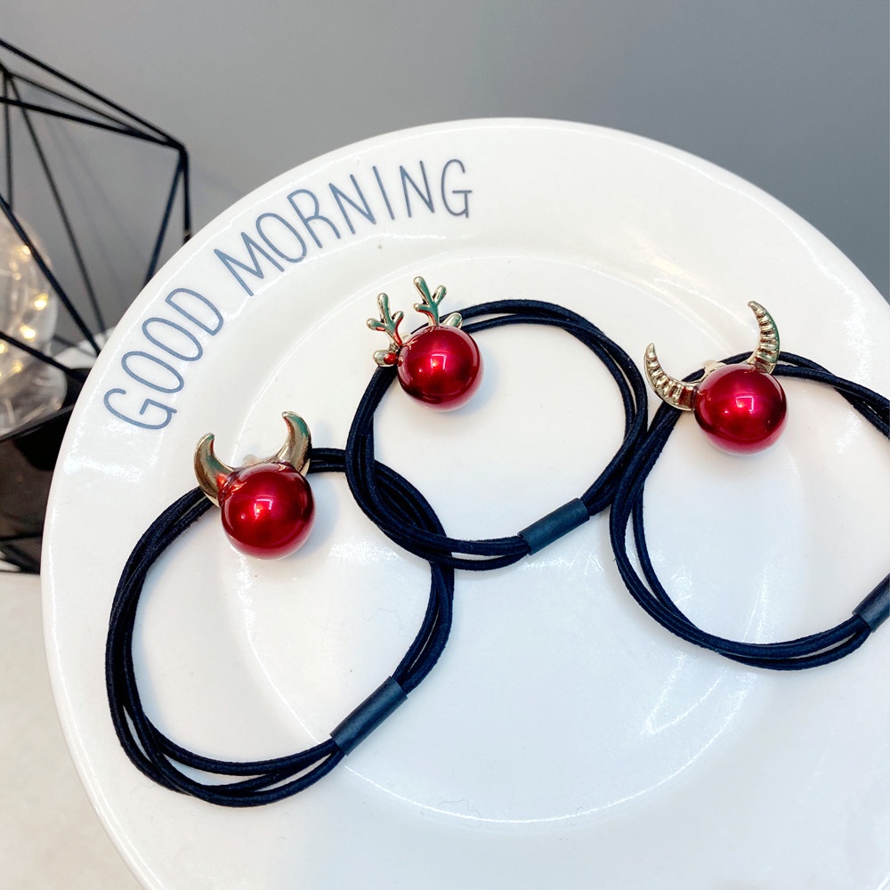 Dây Buộc Tóc Cao Su Co Giãn Đính Sừng Hươu Năm Mới 2022