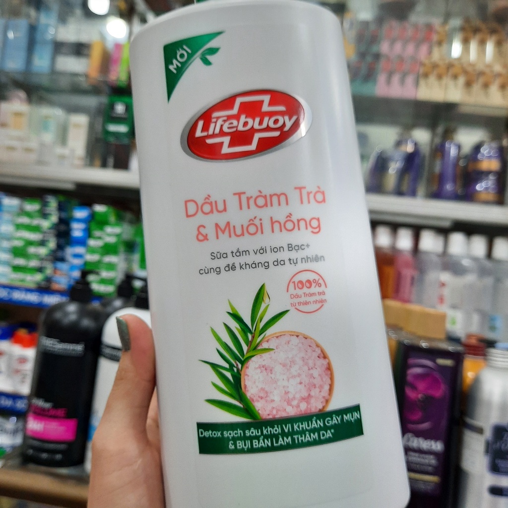 Sữa tắm dầu tràm trà và muối hồng Lifebuoy Detox 850g