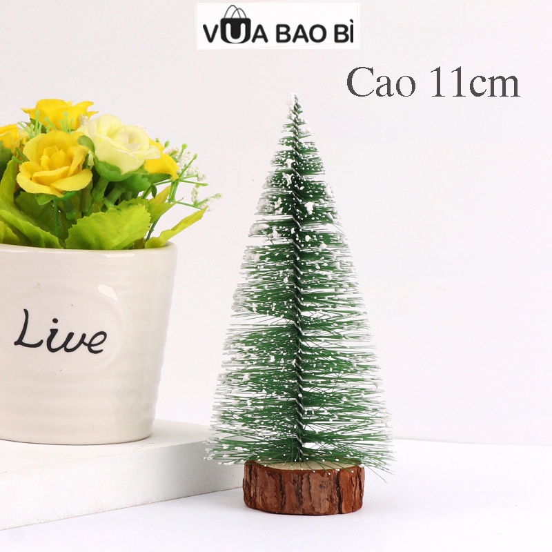 Cây thông lá kim mini 11cm trang trí Giáng sinh để bàn, phụ kiện quà tặng Noel