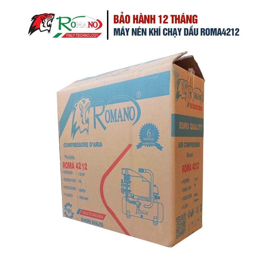 Máy nén khí chạy dầu Romano ROMA4212, Bình 12L, Công suất 1.5HP
