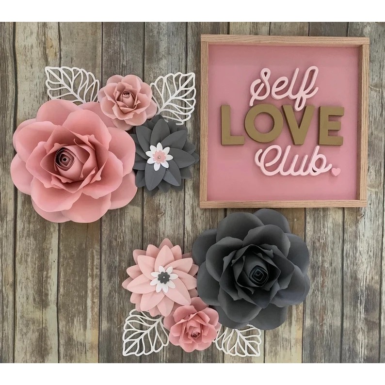 Hoa giấy trang trí backdrop, hoa hồng giấy handmade, hoa trang trí tường SH16