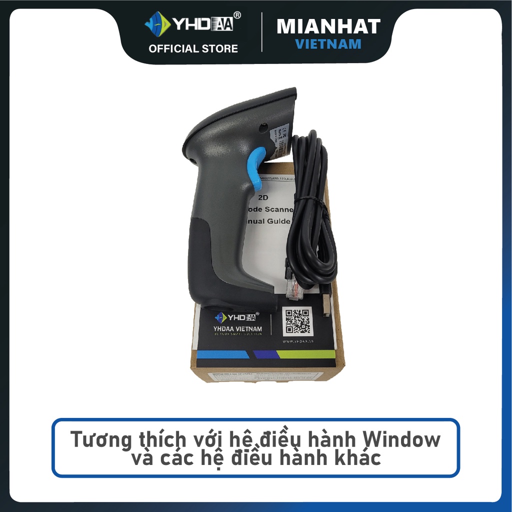 Đầu đọc mã vạch cầm tay YHD 6200DS quét mã vạch Qrcode 2D kích thước nhỏ cắm dây trực tiếp Máy tính - Kèm đế