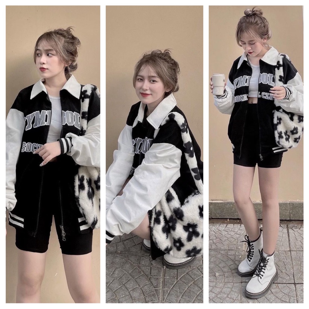 [Ảnh Thật]Áo khoác cổ bẻ  chất umi dầy mềm, phối tay trể trung, cổ bẻ thời trang, tay to rộng unisex 65kg