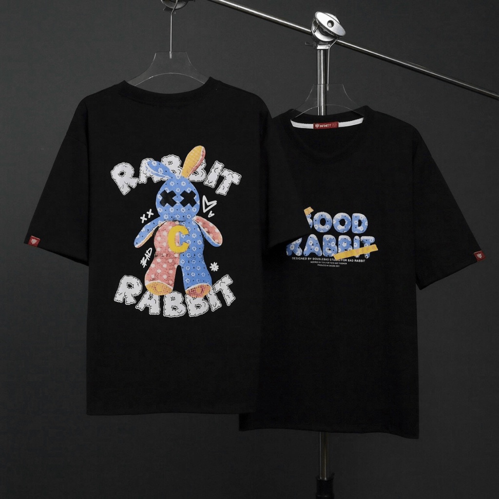 1 KHẨU TRANG VẢI CHỐNG BỤI CAO CẤP DÙNG CHO ==Áo thun Unisex nam nữ tay lỡ form rộng thỏ GOOD RABBIT oversize vải cotton