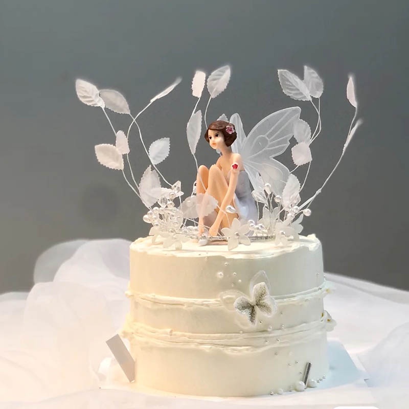 Phụ kiện trang trí bánh kem hình vương miện đính ngọc trai nhân tạo