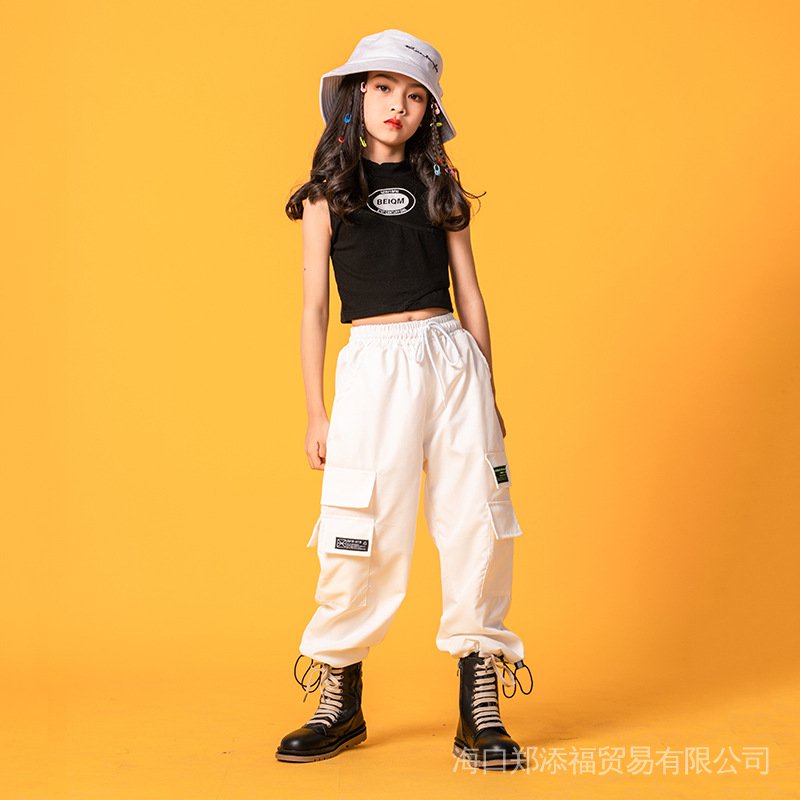 Bộ Trang Phục Nhảy Hip Hop Tay Ngắn Thời Trang Mùa Hè Cho Bé Gái
