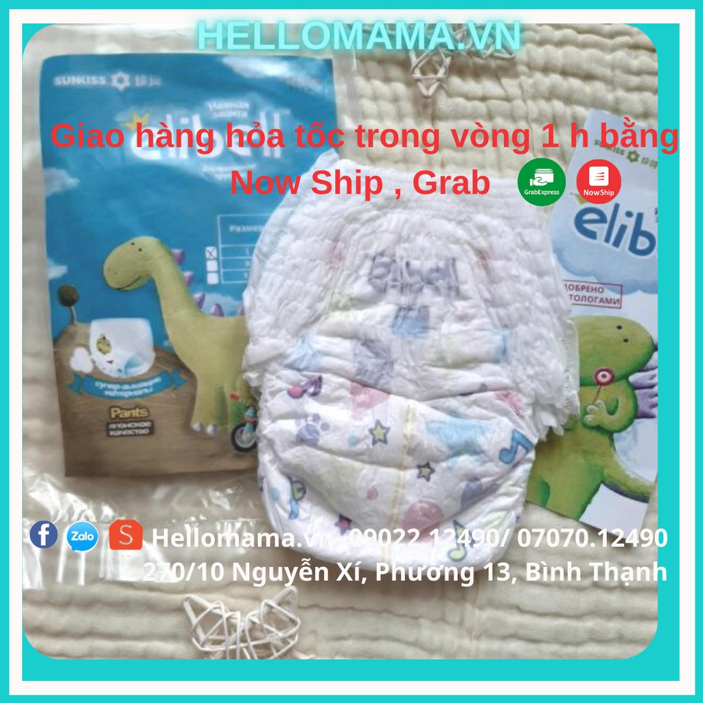 Bỉm/Tã quần ELIBELL nội địa NGA CAO CẤP 7 miếng dùng thử tã Dán/Quần đủ size S76/M64/L54/XL44/L44/XL38