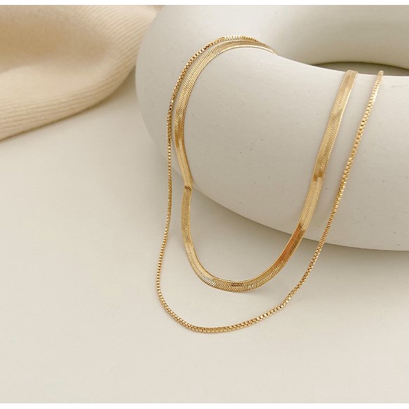 Dây chuyền nữ, vòng cổ choker 2 tầng cá tính màu vàng gold Ivy acc C1