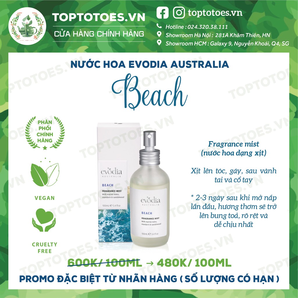 Nước hoa Evodia Australia BEACH | Thế Giới Skin Care